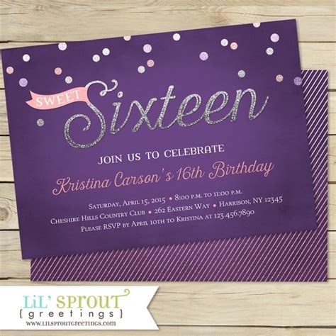 Sweet 16 Birthday Invitation Sweet Sixteen Birthday Invitation 16th