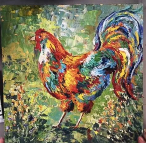 Palette Knife Rooster A Youtube Acrylic Painting Tutorial By Ginger