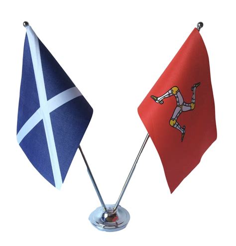 Scotland And Isle Of Man Manx Flags Chrome And Satin Table Desk Etsy