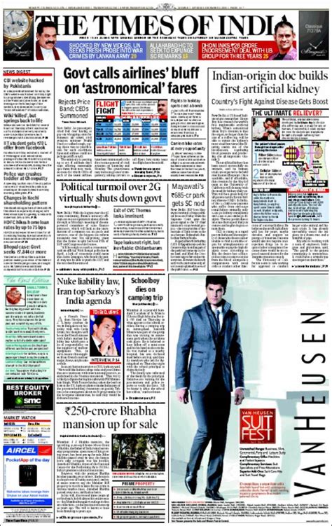 Newspaper The Times of India (India). Newspapers in India. Saturday's edition, December 4 of ...