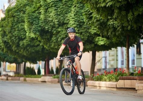 Premium Photo Male Sportsman Cycling On Bicycle Outdoor