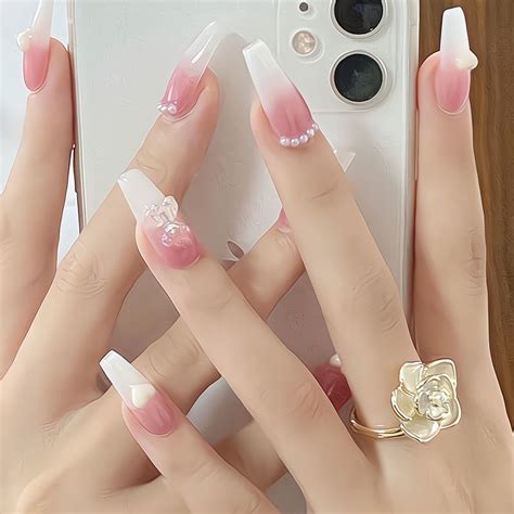 Xiaohongshu Explosion Wearing Armor Light Crystal Bear Fake Nail Nails White Disassembly Can