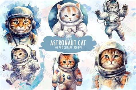 Astronaut Cat Watercolor Sublimation Graphic By SVG Go Creative Fabrica