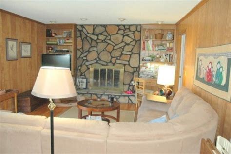 Flintstones Stone Fireplace Living Room Remodel Living Room Makeover