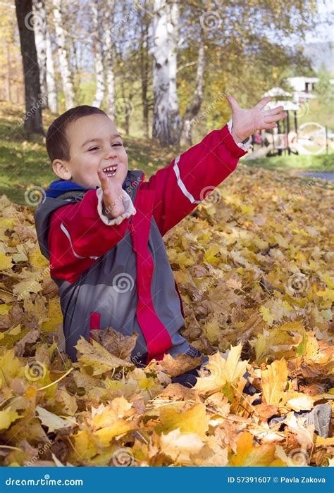 Child Playing With Autumn Leaves Stock Image Image Of Season Park