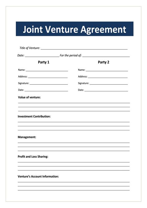 Word Of Simple Joint Venture Agreementdocx Wps Free Templates