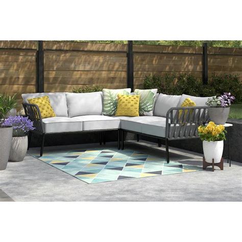 style selections stratford outdoor sectional with cushion s and grey steel frame in