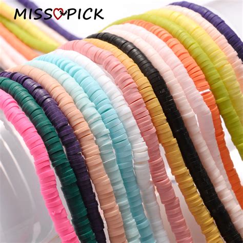 330pcs Strip 4 6mm Flat Round Polymer Clay Beads Chip Disk Loose Spacer