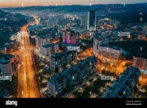 An Aerial View Of Beautiful Tuzla Cityscape In Bosnia And Herzegovina