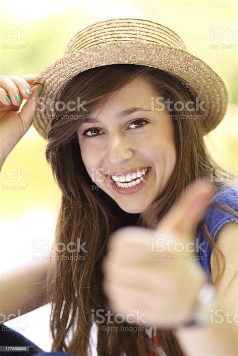 Young Woman Showing Thumbs Up Stock Photo Download Image Now Adult