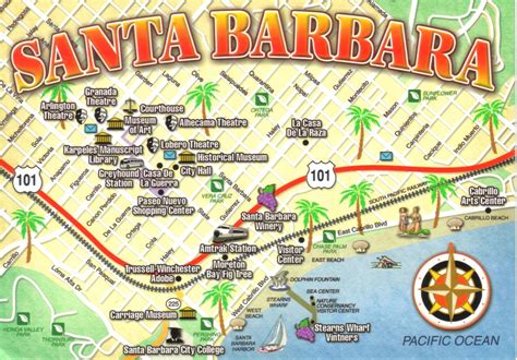 Santa Barbara California Map Postcard A Photo On Flickriver