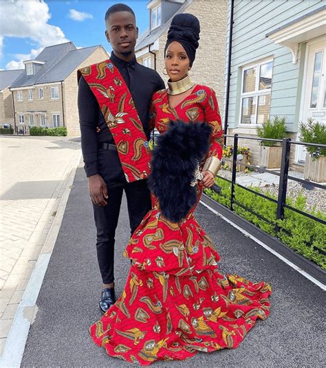 Clipkulture Zimbabwean Couple In African Print Traditional Attire For Roora