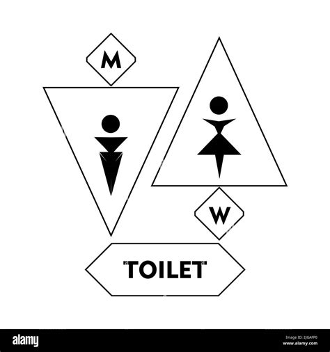 Vector Men And Women Restroom Sign Set Black Silhouettes Of People
