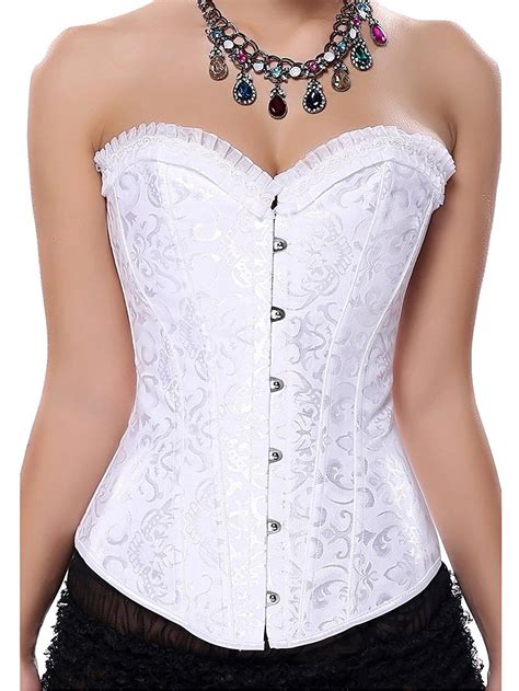 sayfut sayfut womens waist training corset bustier sexy jacquard lace corset top bridal dress