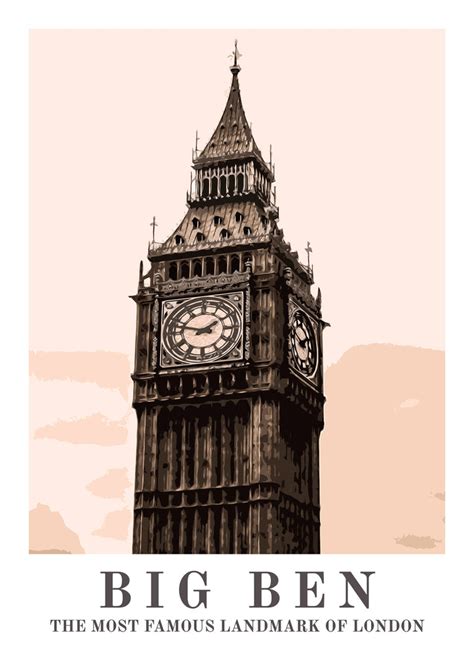 Big Ben London Vintage Travel Poster Think About Maps