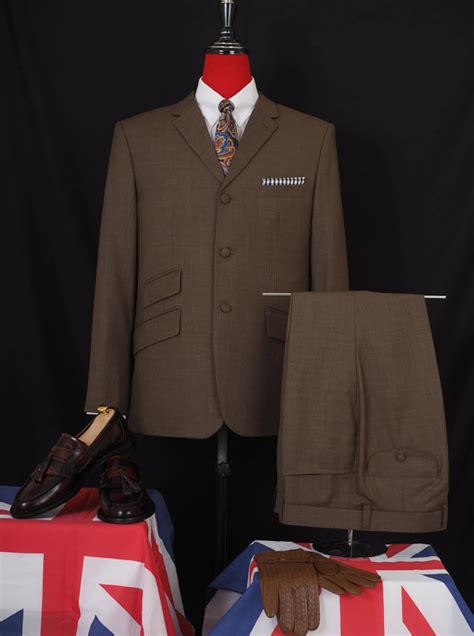 Mod Suittailored 60s Fashion 3 Button Brown Suit For Men Etsy