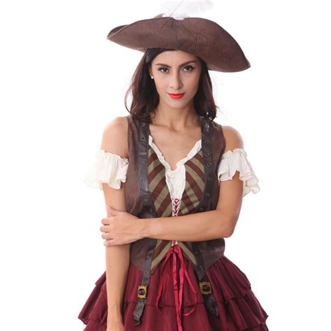 Brand New Sexy Spanish Pirate Swashbuckler Adult Halloween Costume For Women Cute Captain