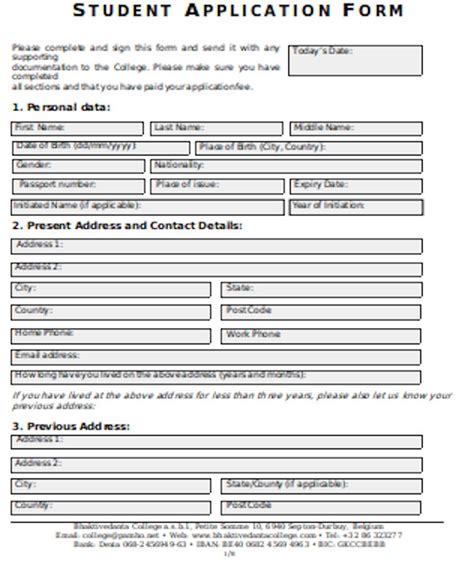 Student Enrollment Application Form Printable Pdf Download