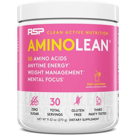 Rsp Nutrition Aminolean Pre Workout Powder With Bcaas Amino Energy For