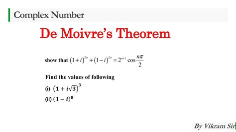 Complex Numbers And De Moivre's Theorem Worksheet Answers