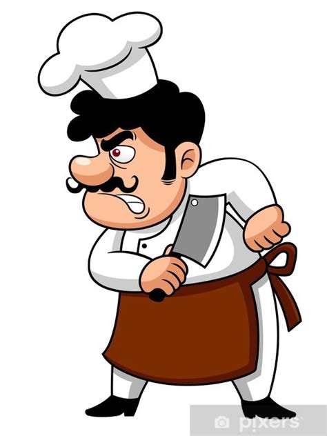 Sticker Illustration Of Cartoon Chef Angry Pixersus