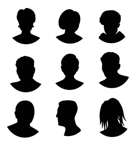 Users Silhouette Icons Male And Female Head Silhouettes Anonymous