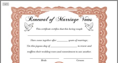 Free Renewal Of Wedding Vows Printable Certificates Template