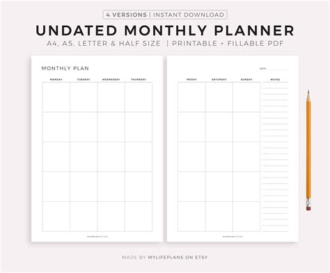 Paper Paper Party Supplies 12 Colors Monthly Planner Printable