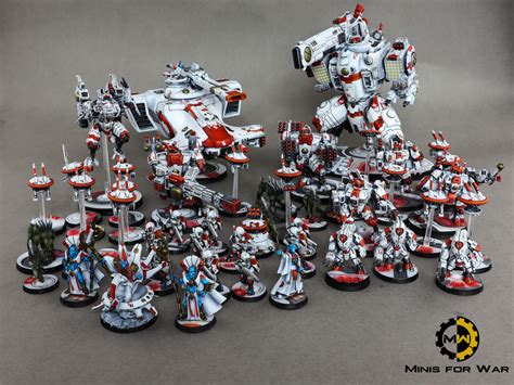 40k Tau White Army Minis For War Painting Studio
