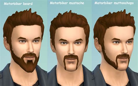 Mod The Sims Motorbiker Beard Mustache And Muttonchops