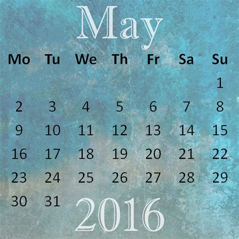 May 2016 Calendar Free Stock Photo Public Domain Pictures