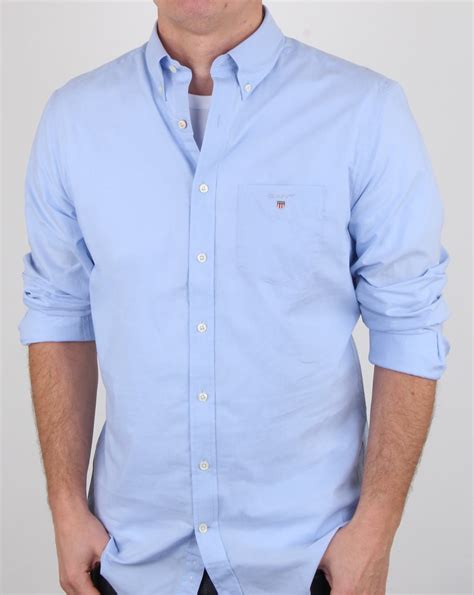 Gant Broadcloth Shirt Hamptons Blue. Button, Collar, Mens, Cotton