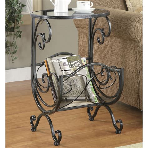 Coaster Accent Tables 700401 Metal And Glass Side Table With Scroll