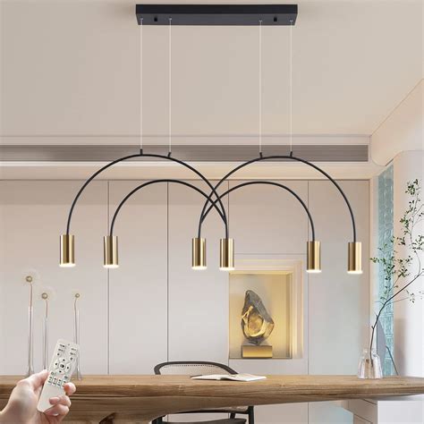 Siittoo Modern Pendant Light Fixture Dimmable Led Black Gold Pendant