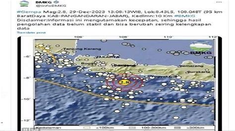 Kabar Gempa Terkini Jumat Desember Kembali Getarkan Pangandaran Jawa Barat Tribunjambi Com