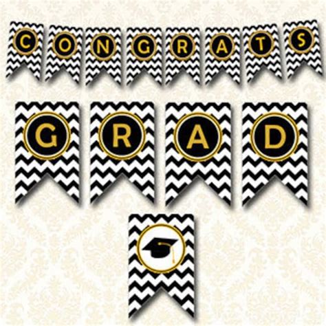 Congrats Grad Banner Black And Gold Graduation Banner