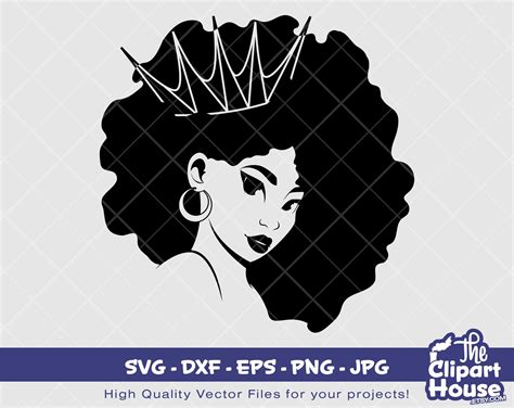 Afro Queen Silhouette Digital Svg Dxf Eps Png  Etsy