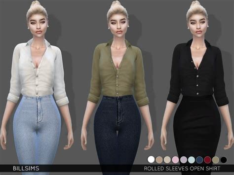 Rolled Sleeves Open Shirt By Bill Sims At Tsr Sims 4 Updates