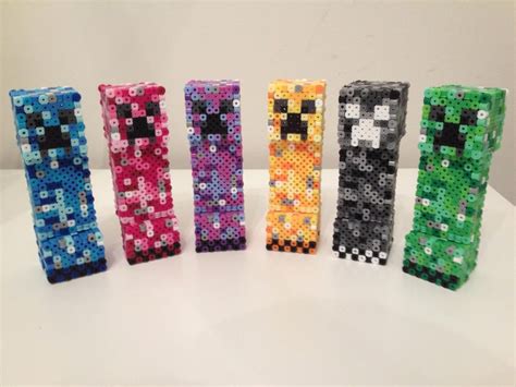 Colored Creepers Complete By Retroninnin Hama Beads Minecraft Perler