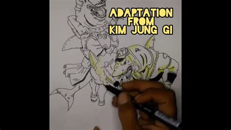 meelessly drawing menggambar ikan hiu raksasa dan monster dengan pena adaptation from kim jung