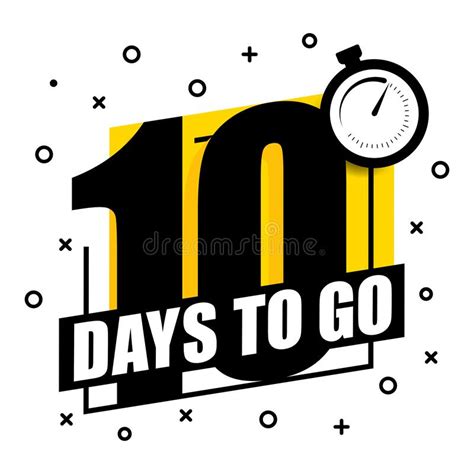 10 Days To Go Banner On A White Background Countdown Stock Vector