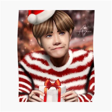 Bts J Hope Christmas Art Poster For Sale By Its Angelarts Redbubble