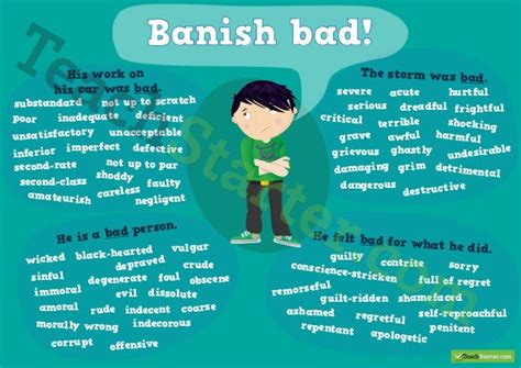 Other Words For Bad Synonym Poster Words For Bad Book Writing Tips