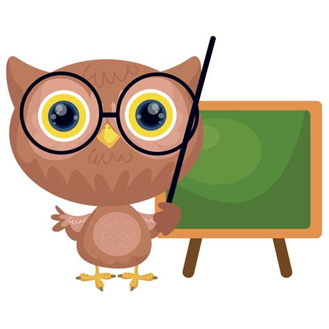 Owl Teacher Teaches Class Back To School Design Vector Vector Cartoon