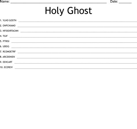 Holy Ghost Word Scramble Wordmint