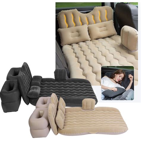 Inflatable Car Mattress Car Air Bed Pillows Set Backseat Cushion Travel
