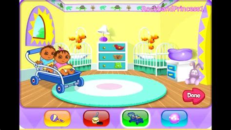 Before any exploration dora takes a bath and plays with her toys. Dora Babysit's The Twins Game - Baby Games - YouTube