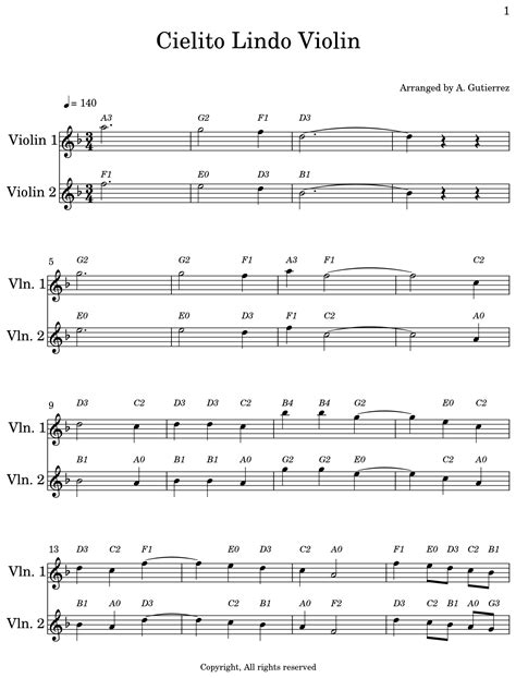 Cielito Lindo Violin Sheet Music For Violin