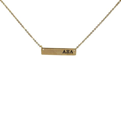 Alpha Xi Delta 24k Gold Plated Horizontal Bar Necklace