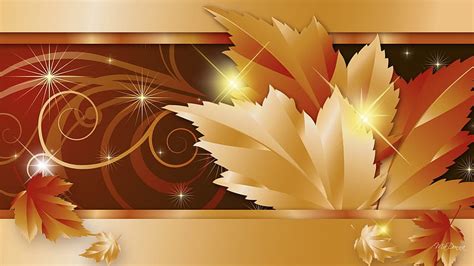 Fall Banner Fall Autumn Glow Brown Swirls Sparkle Leaves Gold